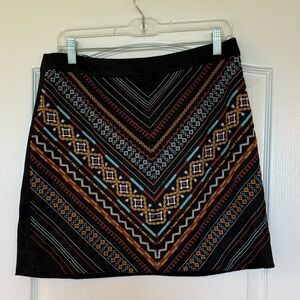 Savanna Jane Black Mini Skirt with Geometric Patterns